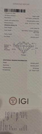 1 pcs Diamant (Natuurlijk gekleurd) - 3.60 ct - Rond - Fancy, Nieuw