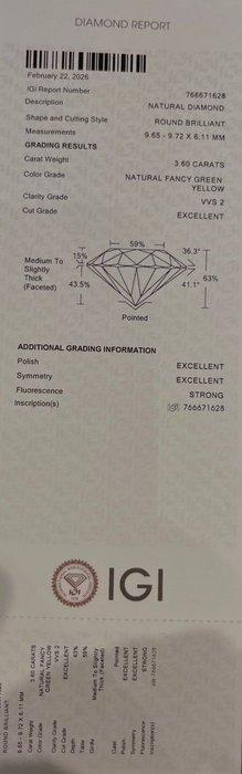 1 pcs Diamant (Natuurlijk gekleurd) - 3.60 ct - Rond - Fancy, Handtassen en Accessoires, Edelstenen