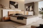 Meubella | Tweepersoonsbed wit 160x200 met LED, Huis en Inrichting, Slaapkamer | Bedden, Nieuw, 160 cm, Verzenden