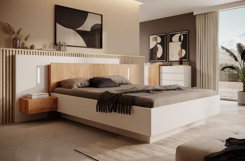 Meubella | Tweepersoonsbed wit 160x200 met LED, Maison & Meubles, Chambre à coucher | Lits, Envoi