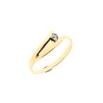 Gouden solitair ring met zirconia (gouden sieraden), Handtassen en Accessoires, Ringen, Gebruikt, Overige kleuren, Ophalen of Verzenden