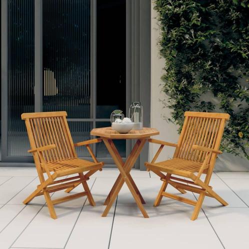 vidaXL 3-delige Tuinset massief teakhout, Tuin en Terras, Tuinsets en Loungesets, Tuinset, Nieuw, Verzenden