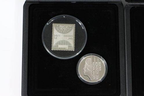 Nederland. 1 Gulden 5x Zilveren Postzegel en Ninaber Gulden, Postzegels en Munten, Munten | Nederland