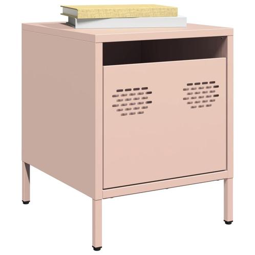 vidaXL Nachtkastjes 2 st 35x39x43,5 cm staal roze, Huis en Inrichting, Slaapkamer | Nachtkastjes, Nieuw, Verzenden