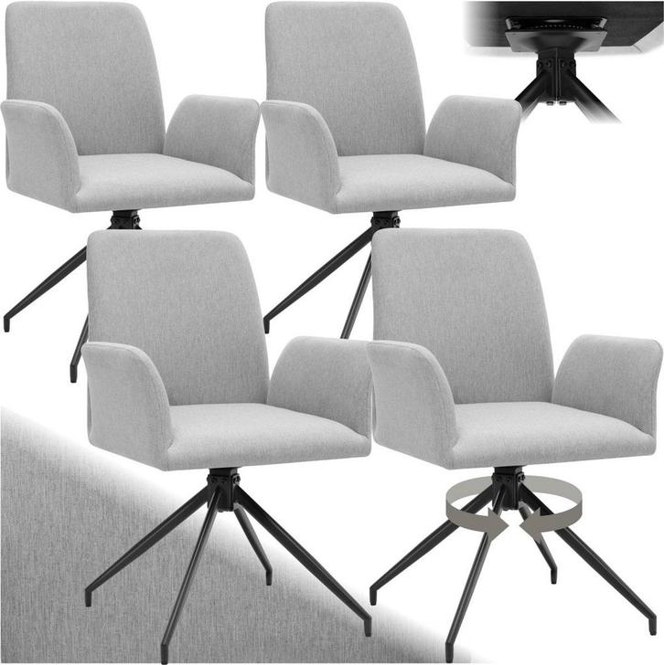 tectake® Draaifauteuil Daya - Set van 4 Draaifauteuils met A, Maison & Meubles, Chaises, Envoi