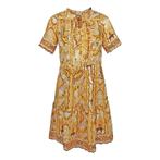 Frogbox • gele jurk met barok motief • 36, Kleding | Dames, Verzenden, Geel, Nieuw, Maat 36 (S)