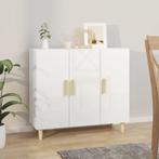 vidaXL Dressoir 90x34x80 cm bewerkt hout hoogglans wit, Huis en Inrichting, Kasten | Dressoirs, Verzenden, Nieuw