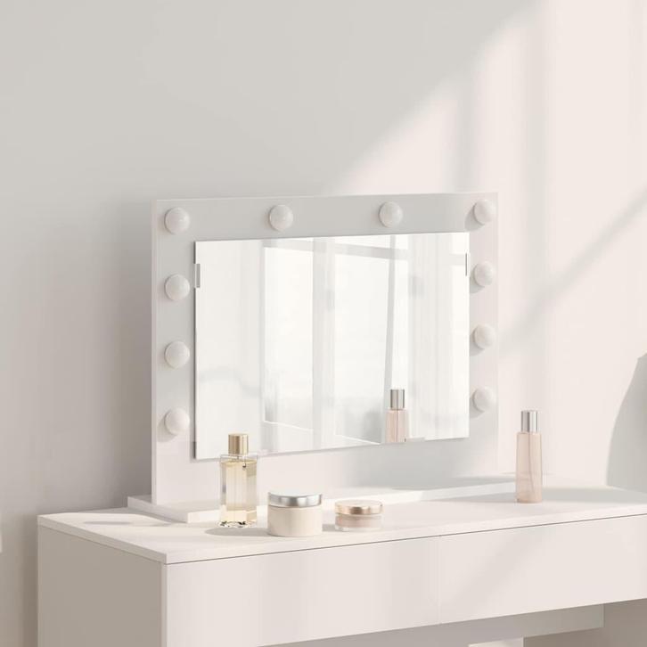 vidaXL Make-up Spiegel Wit 60 x 45 x 18 cm Bewerkt hout en, Huis en Inrichting, Woonaccessoires | Spiegels, Nieuw, Verzenden