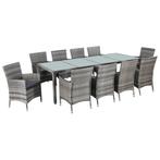 vidaXL 11-delige Tuinset met kussens poly rattan grijs, Verzenden, Nieuw, Tuinset