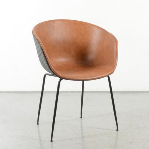 Kuipstoel Lomma, cognac / antraciet leder, 4-poot onderstel, Huis en Inrichting, Stoelen, Gebruikt, Ophalen of Verzenden