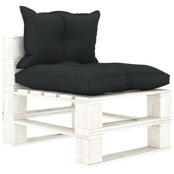 vidaXL Tuinmiddenbank met antracietkleurige kussens pallet, Verzenden