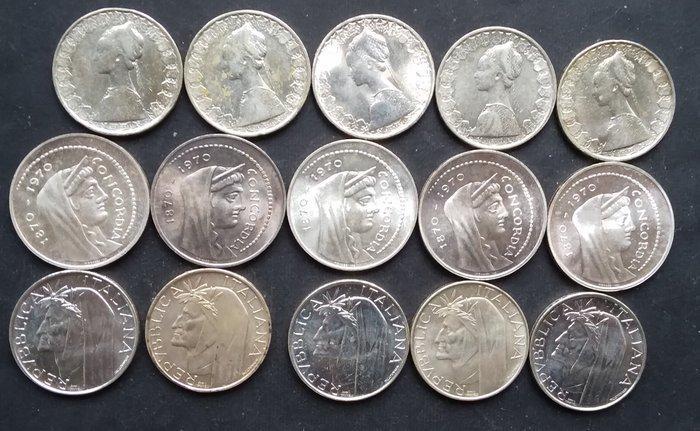 Wereld. Italia n 15 monete di argento Caravelle, Dante,, Postzegels en Munten, Munten | Europa | Niet-Euromunten