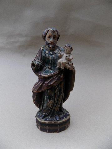Sint Antonius Van Padua met Pelgrimshoed - Antiek - Hout -