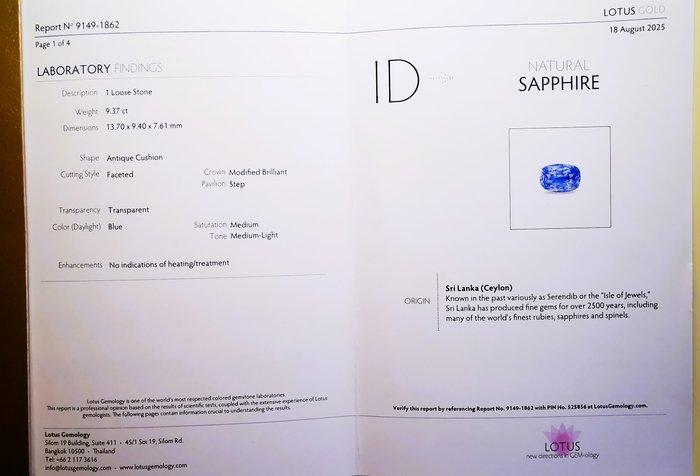 Ring - 18 karaat Witgoud, Lotus - 9.67ct. tw. Saffier -, Handtassen en Accessoires, Ringen