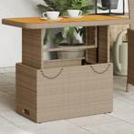 vidaXL Tuintafel 90x55x71 cm poly rattan en acaciahout beige, Tuin en Terras, Tuintafels, Verzenden, Nieuw