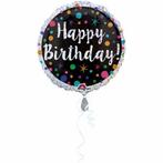 Helium Ballon Happy Birthday Stip Glitter 43cm leeg, Verzenden
