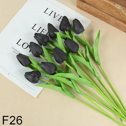 Tulpen antraciet grijs real touch foam 33 cm bundel ca. 10, Huis en Inrichting, Woonaccessoires | Kunstplanten en Kunstbloemen