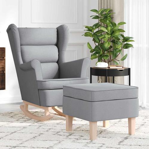 vidaXL Schommelstoel met voetenbank stof lichtgrijs, Huis en Inrichting, Fauteuils, Nieuw, Verzenden