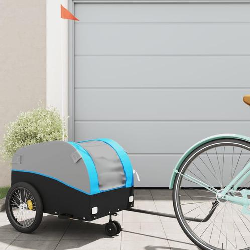 vidaXL Fietstrailer 30 kg ijzer zwart en blauw, Fietsen en Brommers, Fietsaccessoires | Aanhangwagens en Karren, Nieuw, Verzenden
