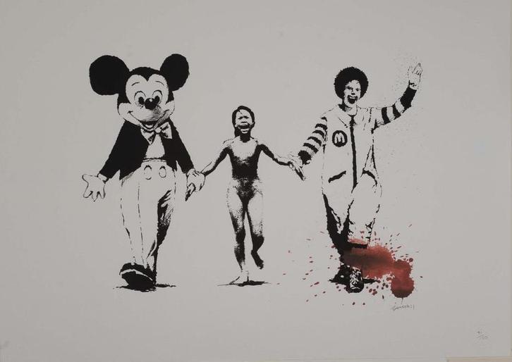 Banksy Offset Lithografie, 50×70 cm, Gecertificeerd, Antiek en Kunst, Kunst | Litho's en Zeefdrukken