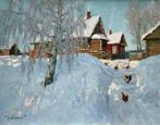 Sergei Nebessikhine (1964-) - Village sous la Neige - Le, Antiquités & Art, Art | Peinture | Classique