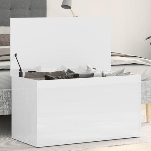 vidaXL Opbergkist 84x42x46 cm bewerkt hout hoogglans wit, Huis en Inrichting, Kasten | Overige, Nieuw, Verzenden