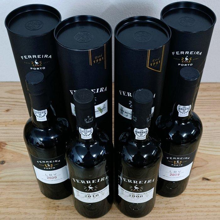 Ferreira Late Bottled Vintage Port: 2000, 2010, 2019 & 2020, Verzamelen, Wijnen
