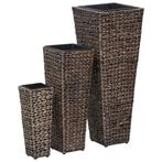 vidaXL Plantenbakken verhoogd 3 st waterhyacint donkerbruin, Tuin en Terras, Verzenden, Nieuw
