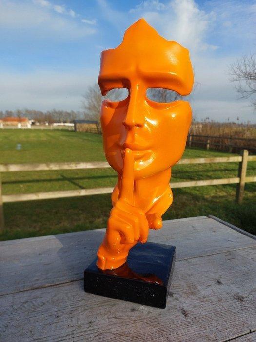 Statue, artistic Statue head on block  THE SILENCE  42, Antiquités & Art, Curiosités & Brocante