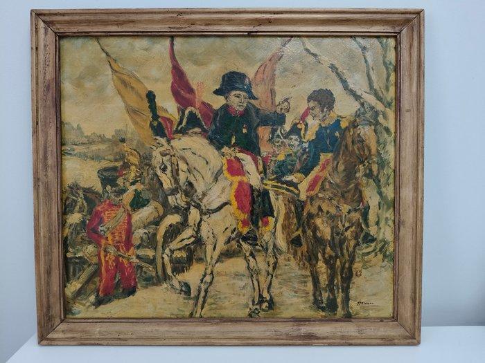 Franse school (XX) - Napoleon Bonaparte and his Staff on the, Antiquités & Art, Art | Peinture | Classique