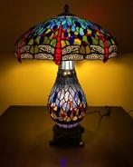 Tiffany stijl tafellamp Studio BLUE DRAGONFLY lamp met, Antiek en Kunst