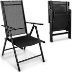 Tuinstoel - Ligstoel - Verstelbaar - Opvouwbaar - Zwart - Ti, Caravans en Kamperen, Kampeermeubelen, Verzenden, Nieuw