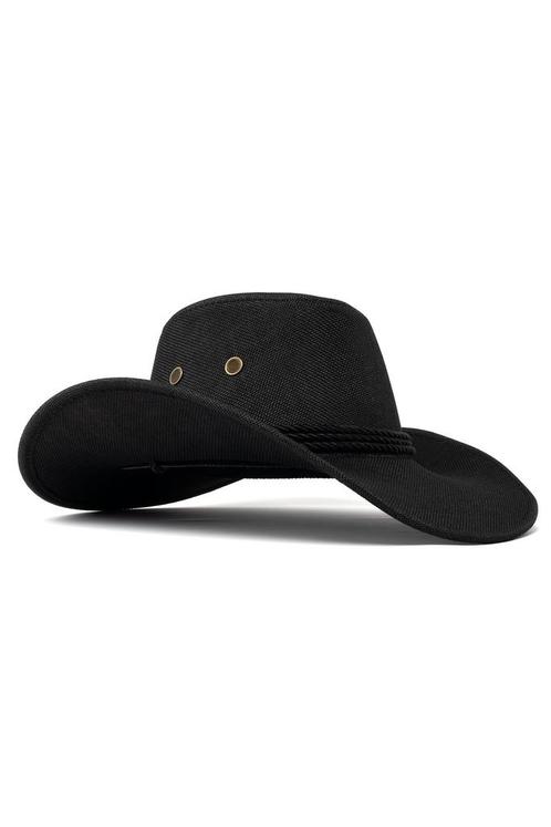 Cowboyhoed Zwart Flax Zwarte Linnen Cowboy Western Hoed Vlec, Kleding | Heren, Carnavalskleding en Feestkleding, Nieuw, Ophalen of Verzenden