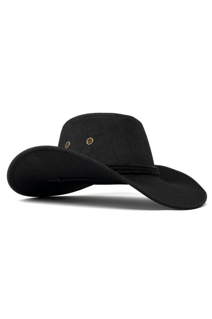 Cowboyhoed Zwart Flax Zwarte Linnen Cowboy Western Hoed Vlec, Kleding | Heren, Carnavalskleding en Feestkleding, Nieuw, Ophalen of Verzenden