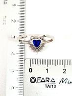 Ring - 18 karaat Witgoud Saffier - Diamant, Handtassen en Accessoires, Ringen, Nieuw
