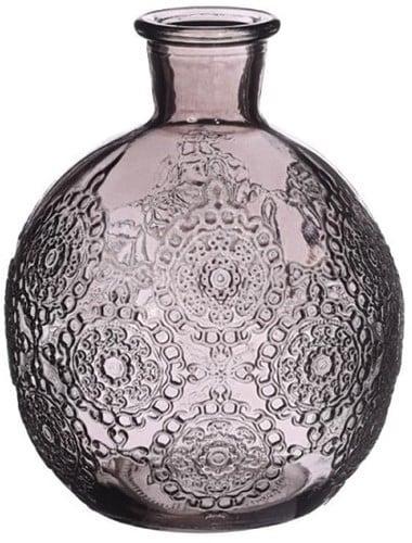 Gekleurd glazen flesje bologna vaasje kandelaar soft grey, Hobby en Vrije tijd, Knutselen, Nieuw