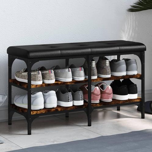 vidaXL Schoenenbank 82x32x47 cm bewerkt hout gerookt, Huis en Inrichting, Overige Huis en Inrichting, Nieuw, Verzenden