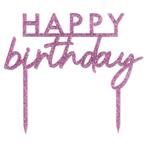 Happy Birthday Taarttopper Roze, Verzenden, Nieuw