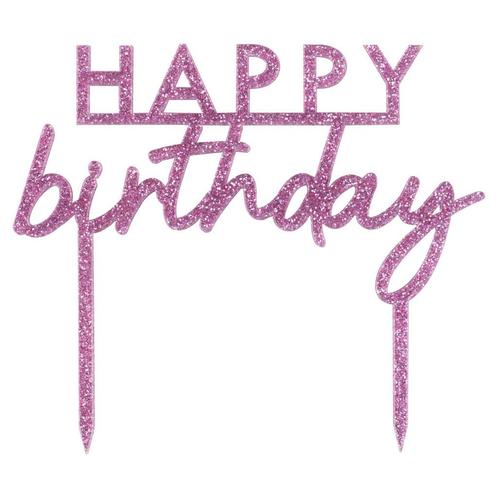 Happy Birthday Taarttopper Roze, Hobby en Vrije tijd, Feestartikelen, Nieuw, Verzenden