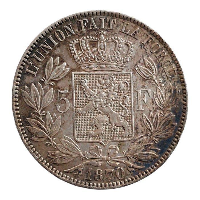 België. Leopold II. 5 Francs 1870 / Position A / SUP /, Timbres & Monnaies, Monnaies | Pays-Bas