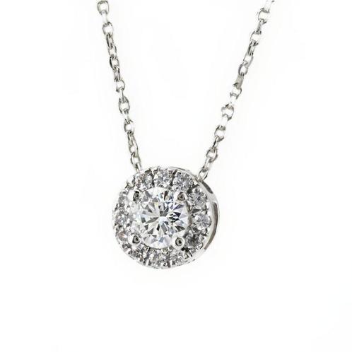 Collier avec pendentif - 14 carats Or blanc -  0.33ct. tw., Bijoux, Sacs & Beauté, Bijoux anciens