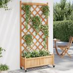 vidaXL Plantenbak met latwerk en wielen massief vurenhout, Tuin en Terras, Verzenden, Nieuw