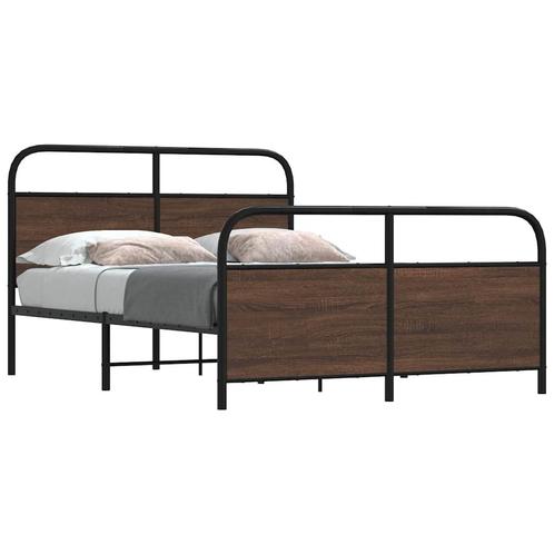 vidaXL Cadre de lit en métal sans matelas chêne marron, Maison & Meubles, Chambre à coucher | Lits, Neuf, Envoi