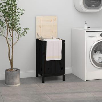 vidaXL Wasmand 44x44x76 cm massief grenenhout zwart, Huis en Inrichting, Verzenden, Nieuw