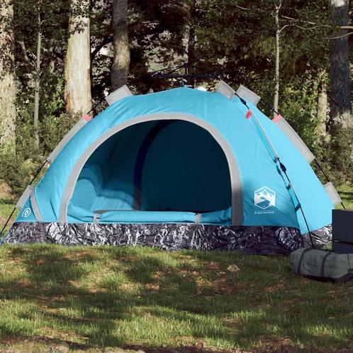 vidaXL Tent 3-persoons snelontgrendeling blauw, Caravans en Kamperen, Tenten, Nieuw, Verzenden