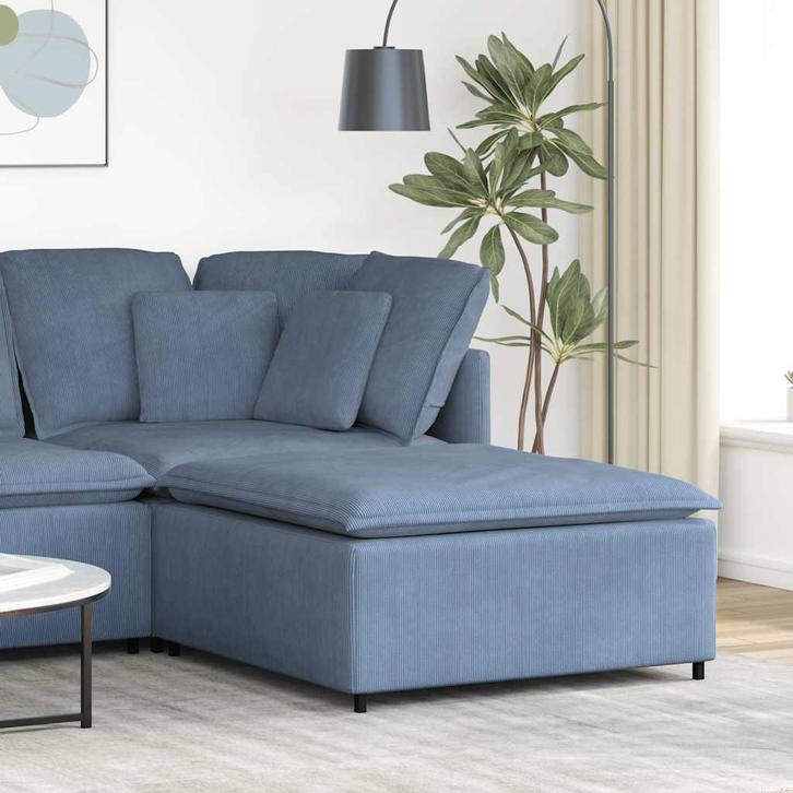 vidaXL Modulaire bank voetenbank module blauw 100x100x48 cm, Huis en Inrichting, Zetels | Voetbanken en poefs, Nieuw, Verzenden
