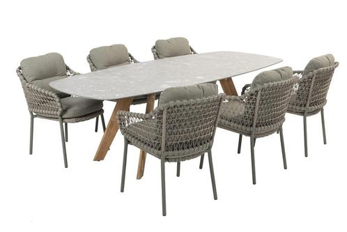 4 Seasons Outdoor Jura tuinset olijfgroen met Montana tafel, Tuin en Terras, Tuinsets en Loungesets