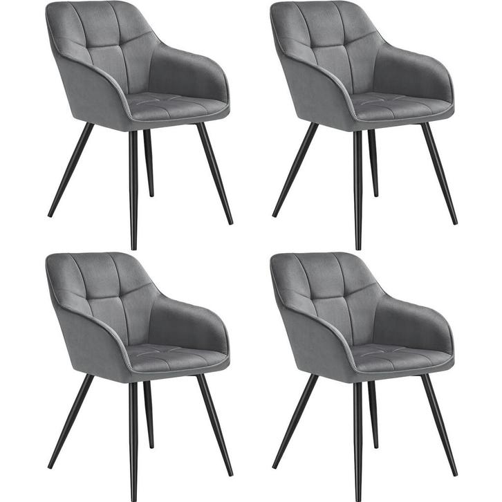 tectake Eetkamerstoel Marilyn, fluweeloptiek, gestikt patroo, Huis en Inrichting, Stoelen, Verzenden