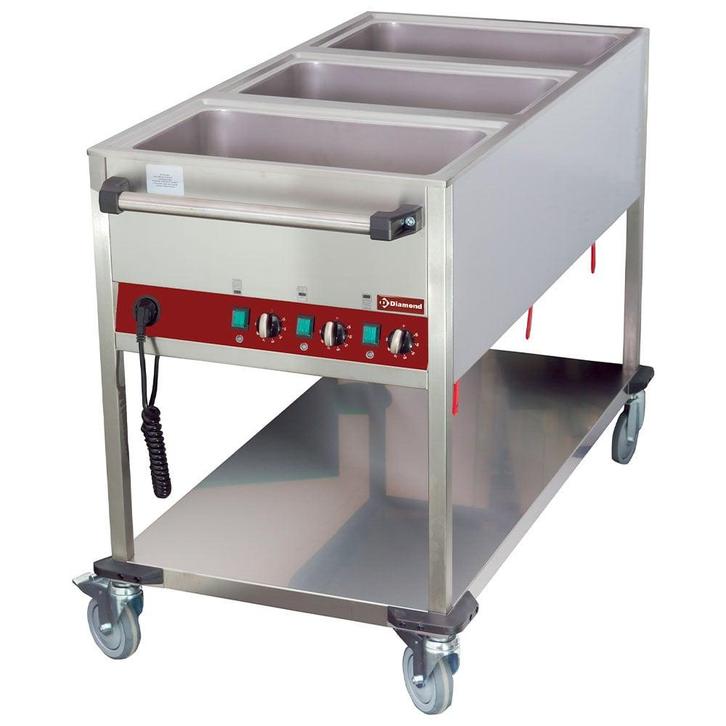 Bain-Marie Trolley | 3x 1/1GN | 150mm Diep |, Zakelijke goederen, Horeca | Keukenapparatuur, Nieuw in verpakking, Verzenden