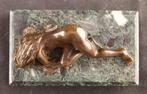 Art Nouveau - sculptuur, Liggend naakt - 17 cm - Brons,
